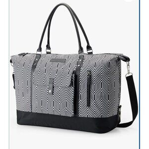 MAYMOONER 56L Black Stripe Unisex Travel Tote Duffle Bag